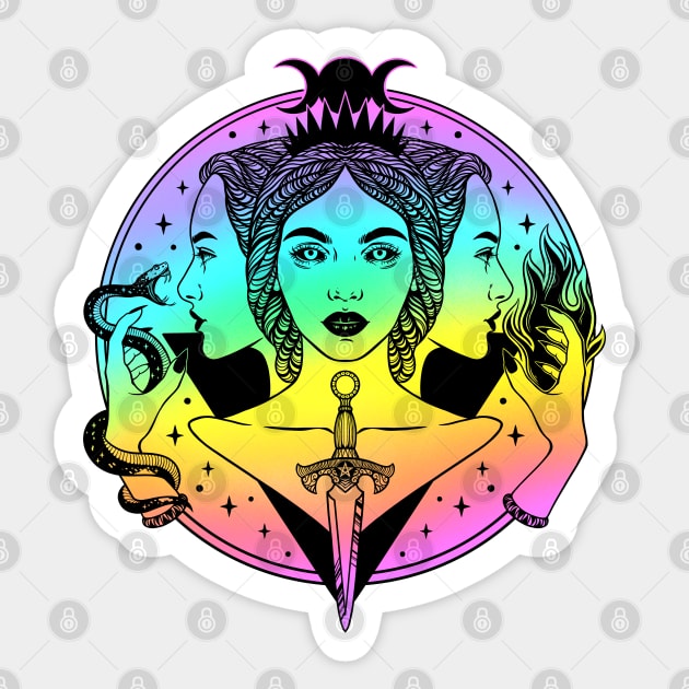 Hecate triple goddess Sticker by OccultOmaStore